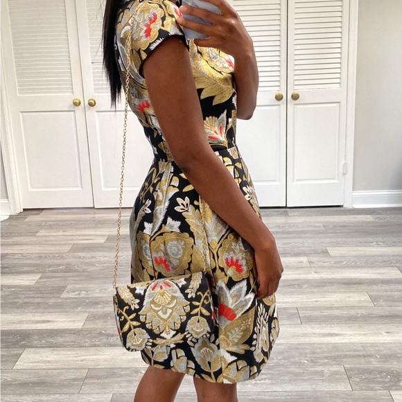 TED BAKER IMOEN OPULENT ORIENT JACQUARD PRINTED DRESS & PURSE - Picture 5 of 8